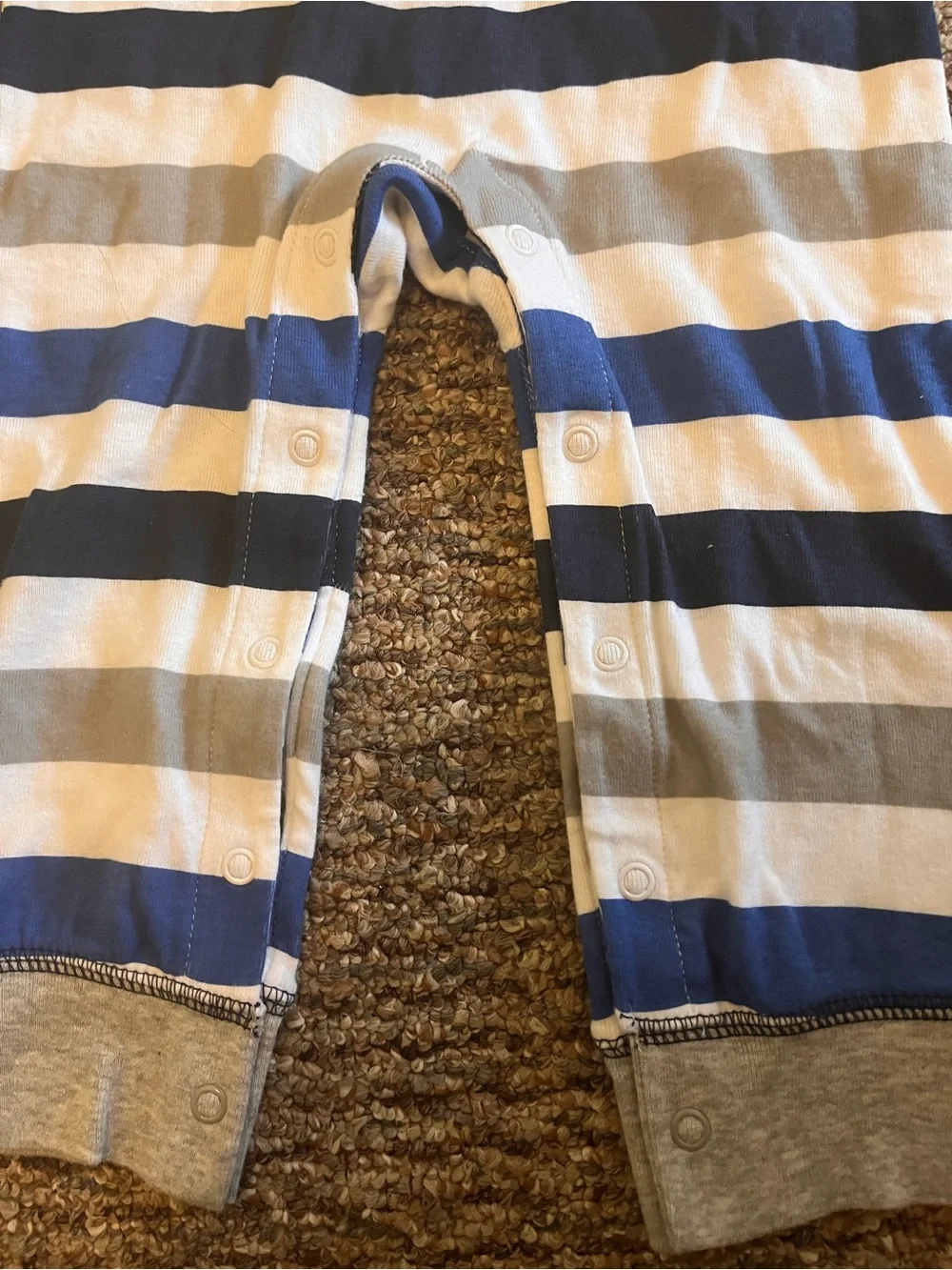 Carter's Blue, Gray and White Striped Long-Sleeve Footie